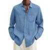 GOKKILRW Mens Long Sleeve Cotton Linen Shirt Casual Button Down Beach Linen Fishing Hiking Tee Shirts Spread Collar Summer Lightweight Plain Yoga Hawaiian Tops(Sky Blue,4X-Large) view 1