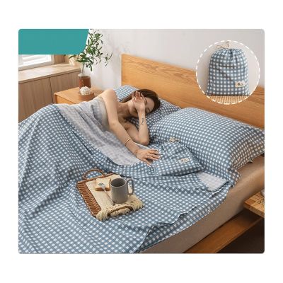 Sleeping Bag Liner Lightweight Travel Camping Sheet Sleep Bag Liner Adults Children 100% Cotton Plaid Stripes Hotel Compact Portable Sleeping Sack Single Double ( Color : Blue C , Size : 80x210cm-31x8