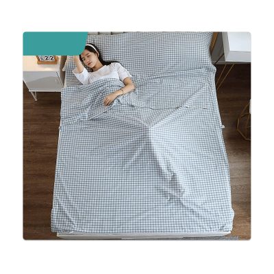 Sleeping Bag Liner 100% Cotton Plaid Stripes Sleep Sack Lightweight Travel Sheet Single/Double Sleeping Sheets for Backpacking Hotel Hostels and Traveling ( Color : Blue , Size : 160x210cm-63x82" )