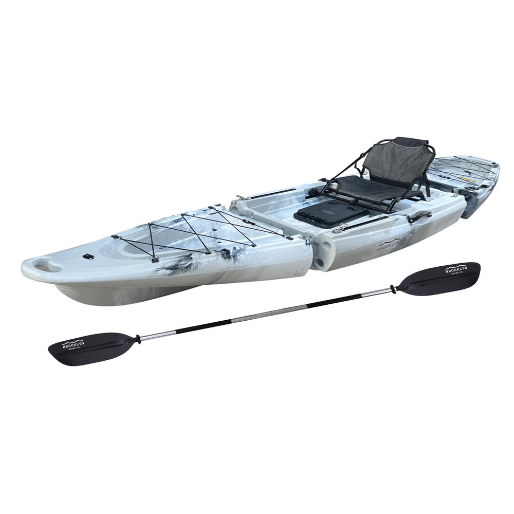 Brooklyn 12.0 Single 3-Piece Modular Kayak by BKC, Portable Sit-on-Top Kayak with Storage Hatch, Cargo Areas, Rod Holders & Carry Handles