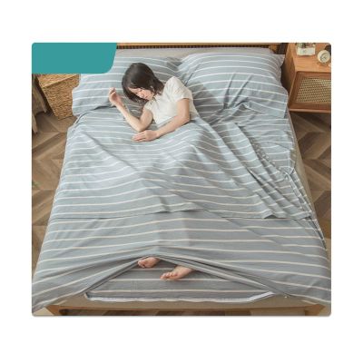 RUZGAR Cotton Sleeping Bag Liner with Zipper 100% Cotton Travel Sheet Sleep Sack Adult Children Large Small Travel Sleeping Bag for Hotels Camping Hiking (Color : Blue B, Size : 120x210cm-47x82)