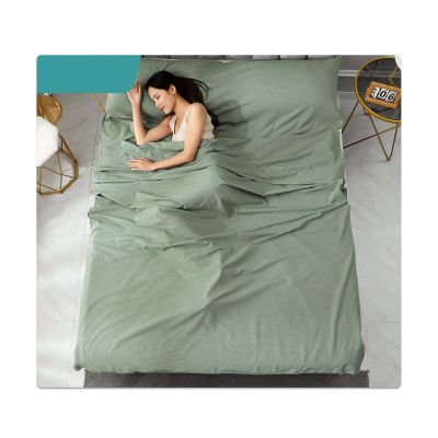 Sleeping Bag Liner 100% Cotton Plaid Stripes Sleep Sack Lightweight Travel Sheet Single/Double Sleeping Sheets for Backpacking Hotel Hostels and Traveling ( Color : Green A , Size : 200x210cm-78x82" )
