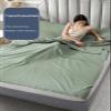 Sleeping Bag Liner 100% Cotton Plaid Stripes Sleep Sack Lightweight Travel Sheet Single/Double Sleeping Sheets for Backpacking Hotel Hostels and Traveling ( Color : Green A , Size : 200x210cm-78x82" ) view 3