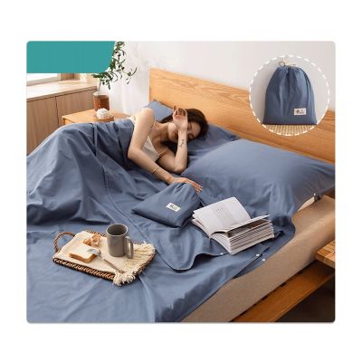 Sleeping Bag Liner Lightweight Travel Camping Sheet Sleep Bag Liner Adults Children 100% Cotton Plaid Stripes Hotel Compact Portable Sleeping Sack Single Double ( Color : Blue , Size : 200x210cm-78x82