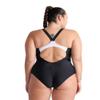 ARENA Feel Women's Threefold V Back Plus Size One Piece Swimsuit Chlorine Resistant Waterfeel Bathing Suit, Black/Asphalt/White, 16W-18W view 2