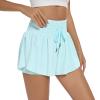 Flowy Athletic Shorts for Women Workout Running Gym Yoga Sport Active High Waisted with Pockets Spandex Sweat Skort Pants Butterfly Tennis Skirt Cute Comfy Trendy Clothes Casual Summer Light Green M view 3