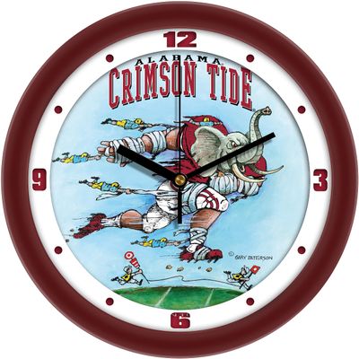 SunTime Alabama Crimson Tide Football Wall Clock, Down The Field by Gary Patterson, Non Ticking Silent Movement, 11.5"
