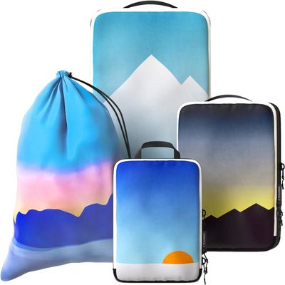 4-Piece Luxury Compression Packing Cubes & Bags for Travel Maximize Space in Luggage with HybridMax Double-Capacity Design, 50 Luggage Tags, Patented Suitcase Organizer Bags, Lifetime Satisfaction