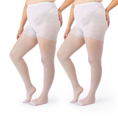 Silky Toes Plus Size Pantyhose for Women Soft Sheer Queen Tights 2 Pairs (3X-4X, White)