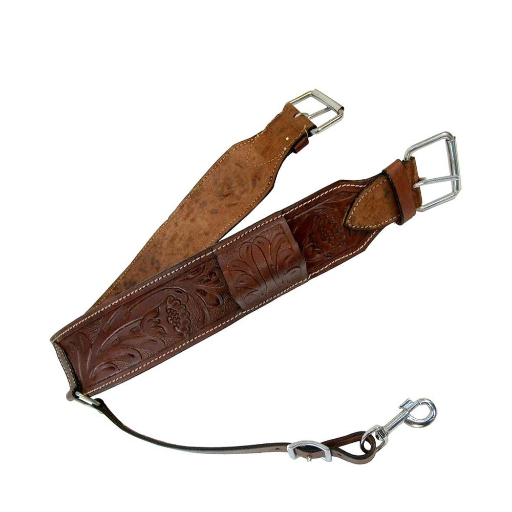Western Leather Horse Saddle Tooled Padded Rear Flank Back Cinch Hand Tooled ME-LCG-008