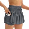 Flowy Athletic Shorts for Women Gym Yoga Workout Running Sweat Spandex Tennis Skirts High Waisted with Pockets Butterfly Skorts Cute Clothes Casual Summer(XXL,Grey) view 3