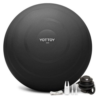 YOTTOY Anti-Burst Exercise Ball for Working Out, Yoga Ball for Pregnancy,Extra Thick Workout for Physical Therapy,Stability Ball for Chair Fitness with Pump (Black)