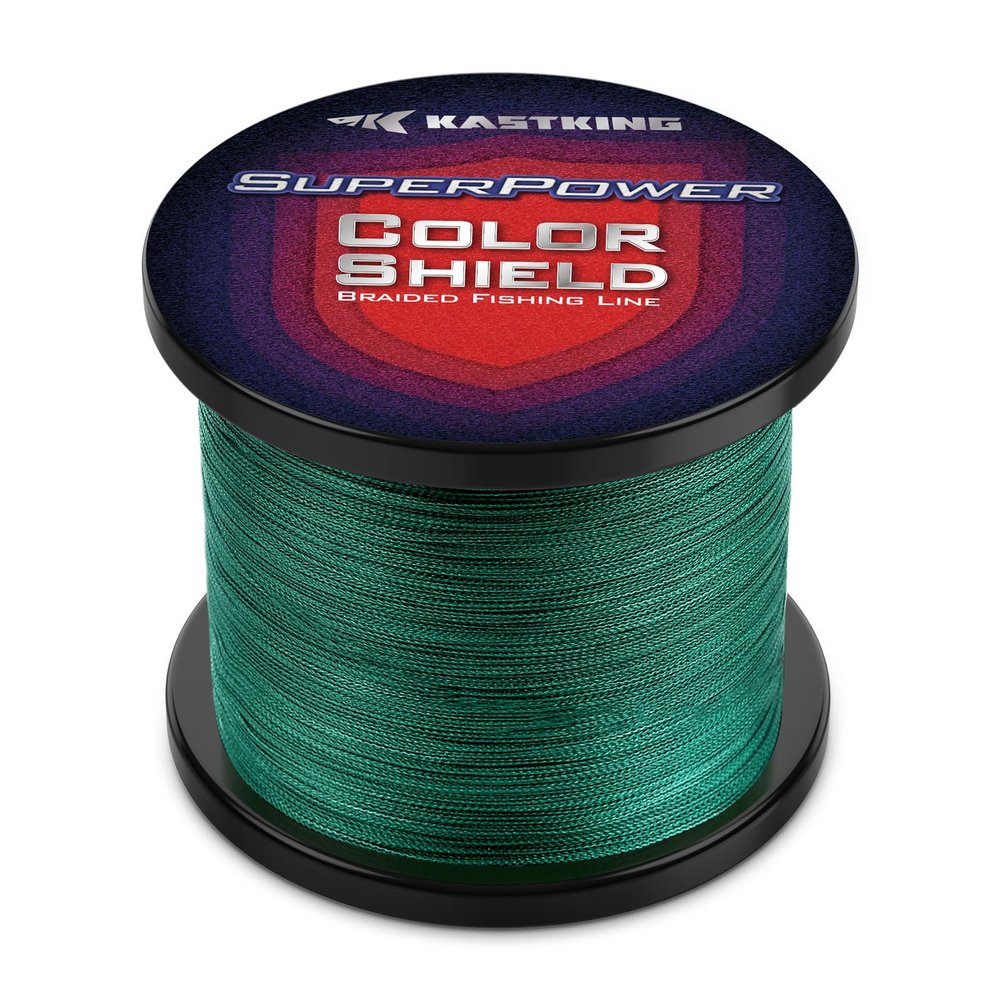 KastKing Superpower ColorShield Braided Fishing Line, Moss Green, 15LB, 500Yards, X4