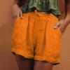 Womens Casual Cotton Shorts Drawstring Comfy Elastic Waist Yoga Shorts Summer Gym Athletic Hot Short with Pockets Yellow view 2