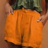 Womens Casual Cotton Shorts Drawstring Comfy Elastic Waist Yoga Shorts Summer Gym Athletic Hot Short with Pockets Yellow view 3