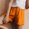 Womens Casual Cotton Shorts Drawstring Comfy Elastic Waist Yoga Shorts Summer Gym Athletic Hot Short with Pockets Yellow view 4