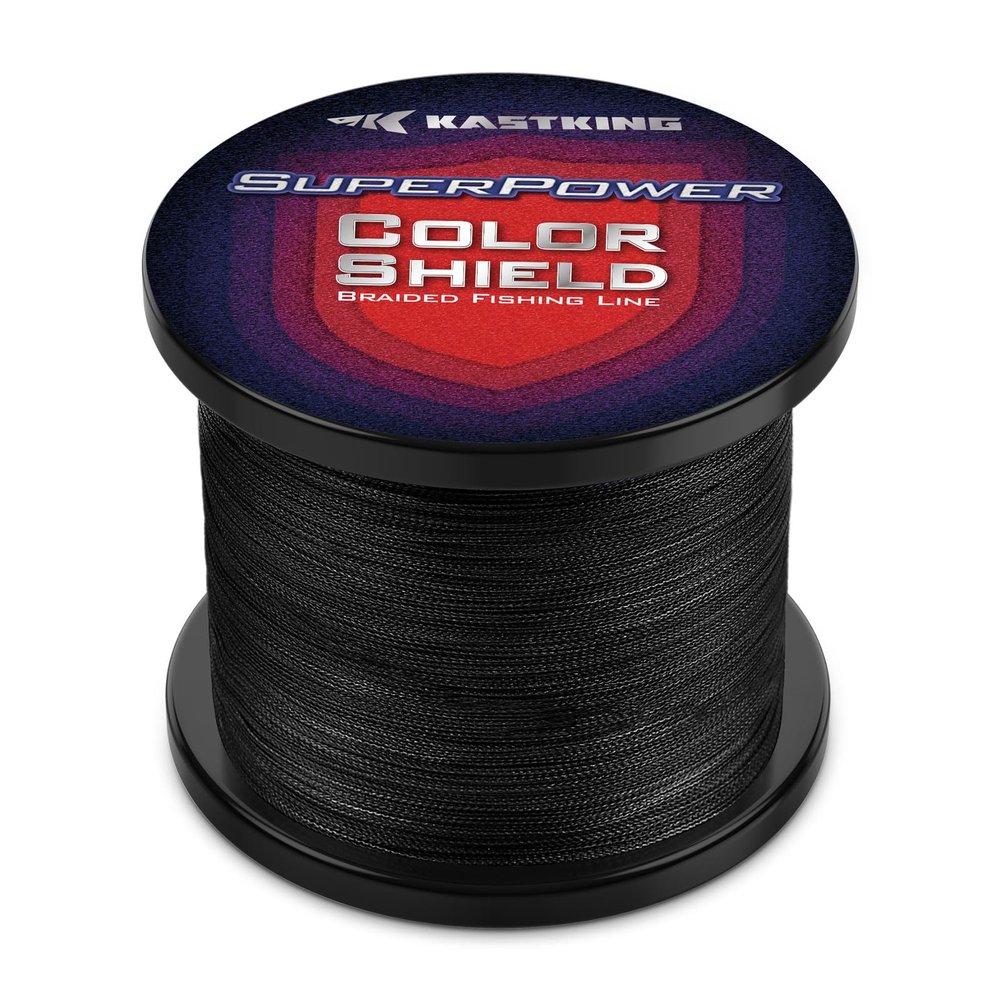 KastKing Superpower ColorShield Braided Fishing Line, Black, 50LB, 300Yards, X4