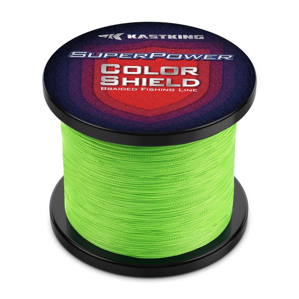 KastKing Superpower ColorShield Braided Fishing Line, Neon Green, 80LB, 150Yards, X4