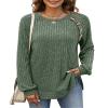 Bofell Womens Long Sleeve Tops Dressy Casual Spring Holiday Outfits for Women 2025 St Patricks Day Shirt Buttons Side Split Green M view 2