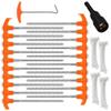 26PC Tent Stakes Pegs Camping Outdoor Steel Metal Nail 4x13FT Rope T Pull Hook view 1