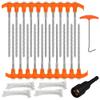 26PC Tent Stakes Pegs Camping Outdoor Steel Metal Nail 4x13FT Rope T Pull Hook view 2