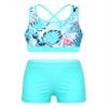 Nikiikoo Kids Girls 2Pcs Activewear Set Gymnastics Dance Sports Bra Crop Tops and Booty Shorts Tankini Swimsuit C#Leaves06 8 Years view 1