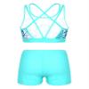 Nikiikoo Kids Girls 2Pcs Activewear Set Gymnastics Dance Sports Bra Crop Tops and Booty Shorts Tankini Swimsuit C#Leaves06 8 Years view 2