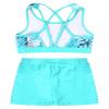 Nikiikoo Kids Girls 2Pcs Activewear Set Gymnastics Dance Sports Bra Crop Tops and Booty Shorts Tankini Swimsuit C#Leaves06 8 Years view 4