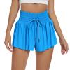 Flowy Athletic Shorts for Women Workout Running Gym Yoga Sport Active High Waist with Pockets Spandex Skort Butterfly Tennis Skirt Sweat Pants Cute Comfy Trendy Clothes Casual Summer Outfits Blue L view 1