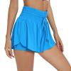 Flowy Athletic Shorts for Women Workout Running Gym Yoga Sport Active High Waist with Pockets Spandex Skort Butterfly Tennis Skirt Sweat Pants Cute Comfy Trendy Clothes Casual Summer Outfits Blue L view 2