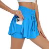 Flowy Athletic Shorts for Women Workout Running Gym Yoga Sport Active High Waist with Pockets Spandex Skort Butterfly Tennis Skirt Sweat Pants Cute Comfy Trendy Clothes Casual Summer Outfits Blue L view 4