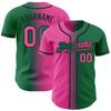 Personalized Baseball Sports Uniform Button Down Custom Kelly Green Pink Fade Baseball Jerseys Polyester Design Your Own Hip Hop Baseball Softball Shirts Stitched Name Number Logo for Kids Boys Girls view 1