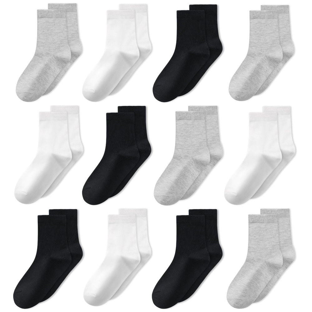 GENTABY Kids Soft Crew Socks 12 Pairs 10-13 Years - Breathable Toddler Socks for Boys Girls School Sports