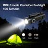 LThyzszb Tactical Helmet ARC Rail Light LED Mini Military Helmet Flashlight with Strobe/Strong/Low Lamp 500 Lumens, Pocket Pen Flashlight with 20mm Picatinny Rail Mount (Black) view 4