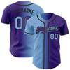 Personalized Baseball Sports Uniform Button Down Custom Purple Sky Blue Fade Baseball Jerseys Polyester Design Your Own Hip Hop Baseball Softball Shirts Stitched Name Number Logo for Kids Boys Girls view 1