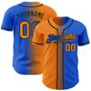 Personalized Baseball Sports Uniform Button Down Custom Thunder Blue Orange Fade Baseball Jerseys Polyester Design Your Own Hip Hop Baseball Softball Shirts Stitched Name Number for Kids Boys Girls view 1