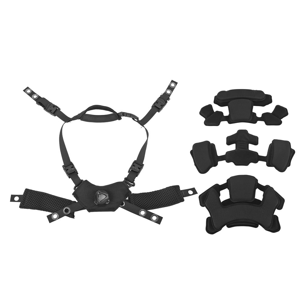 Tactical Helmet Dial Suspension System Chin Strap for ACH, for MICH, for, for FMA, for EXF, Dial Liner Kit with Soft Comfortable Cushion Pads Fastening Screws Accessory (Black