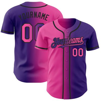 LTOCMKIY Purple Pink Gradient Baseball Jerseys Personalized Stitched Team Name Number Logo Button Down Polyester Customize Baseball T-Shirts Sports Uniform for Adult Youth Kids Boys Girls