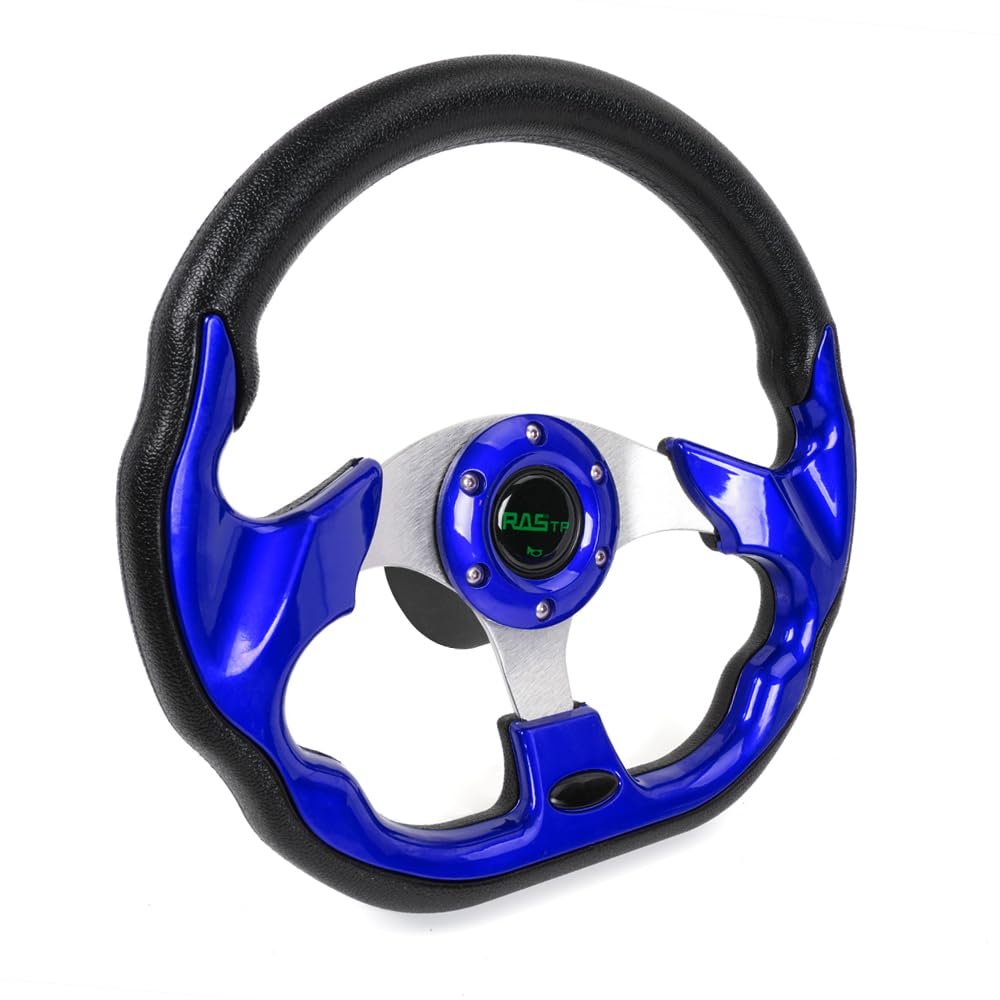 RASTP 12.6 Inch Boat Steering Wheel with 3/4 Axle Marine Steering Wheel Adapter for Most Marine boats,Vessels,Yachts,Pontoons Boat(Blue)