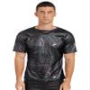 CHICTRY Men Shiny Metallic Short Sleeve T-Shirt Glossy Top for Dance Party Rave Festival Dark Grey X-Large