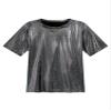 CHICTRY Men Shiny Metallic Short Sleeve T-Shirt Glossy Top for Dance Party Rave Festival Dark Grey X-Large view 3