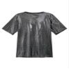 CHICTRY Men Shiny Metallic Short Sleeve T-Shirt Glossy Top for Dance Party Rave Festival Dark Grey X-Large view 4