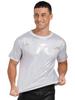 CHICTRY Men Shiny Metallic Short Sleeve T-Shirt Glossy Top for Dance Party Rave Festival White XX-Large view 2