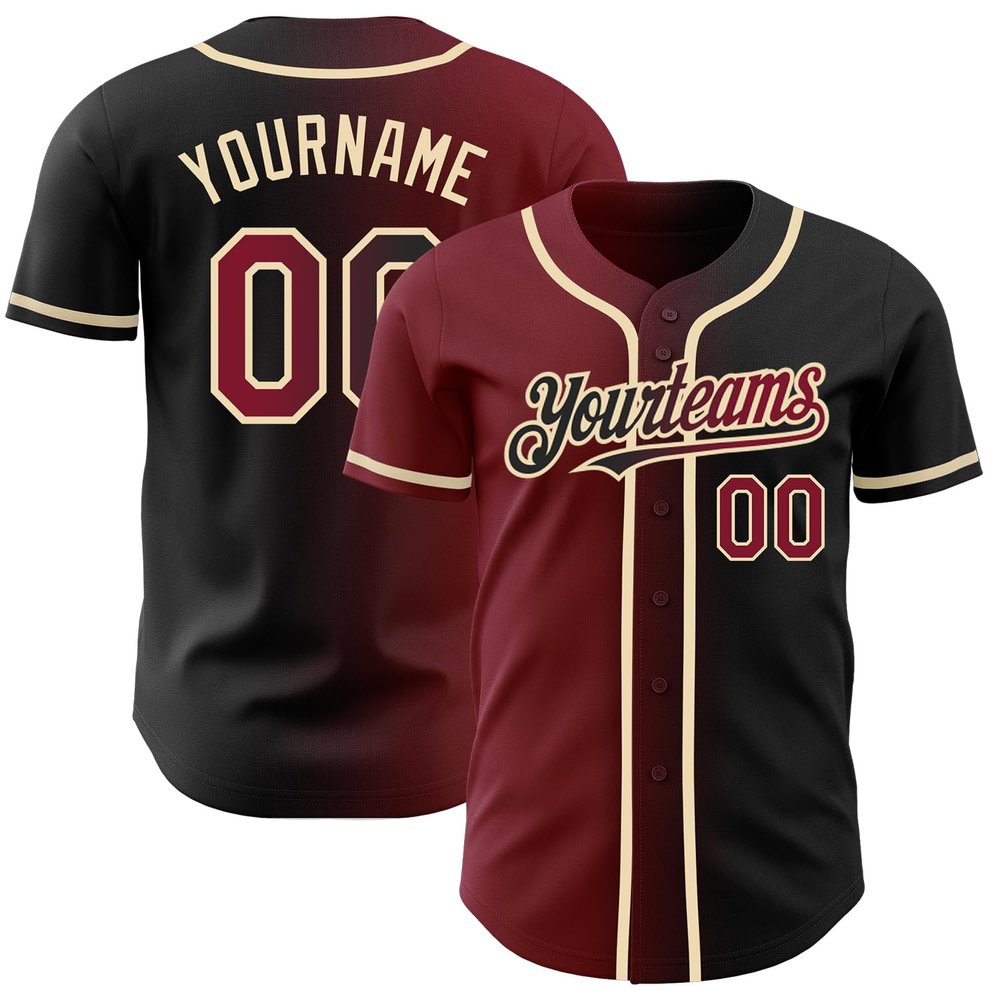 Customize Gradient Baseball Jerseys Button Down Personalized Black Crimson Baseball T-Shirts Short Sleeve Custom Hip Hip Shirts Sports Uniform Jerseys Stitched Name Number Logo for Unisex Youth