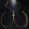 Rhinestone Chest Chain Body Chain Crystal Bikini Bra Chain Summer Beach Nightclub for Women (Gold) view 2