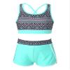 Moggemol Kids Girls 2 Piece Gymnastics/Dance/Sports Outfits Crop Tank Tops and Shorts Tankinis Athletic Swimsuit D#Mint09 6-8 view 1