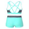 Moggemol Kids Girls 2 Piece Gymnastics/Dance/Sports Outfits Crop Tank Tops and Shorts Tankinis Athletic Swimsuit D#Mint09 6-8 view 2