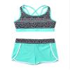Moggemol Kids Girls 2 Piece Gymnastics/Dance/Sports Outfits Crop Tank Tops and Shorts Tankinis Athletic Swimsuit D#Mint09 6-8 view 3