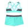 Moggemol Kids Girls 2 Piece Gymnastics/Dance/Sports Outfits Crop Tank Tops and Shorts Tankinis Athletic Swimsuit D#Mint09 6-8 view 4