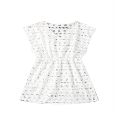 Milumia Girl's Swimsuit Coverup Eyelet Hollow Crochet Bikini Bathing Suit Cover Up Eyelet White 12 Years
